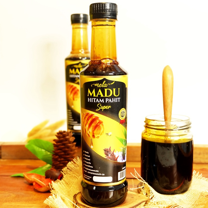 Mola Madu Hitam Pahit 460 gram plus Propolis dan Habbatussauda