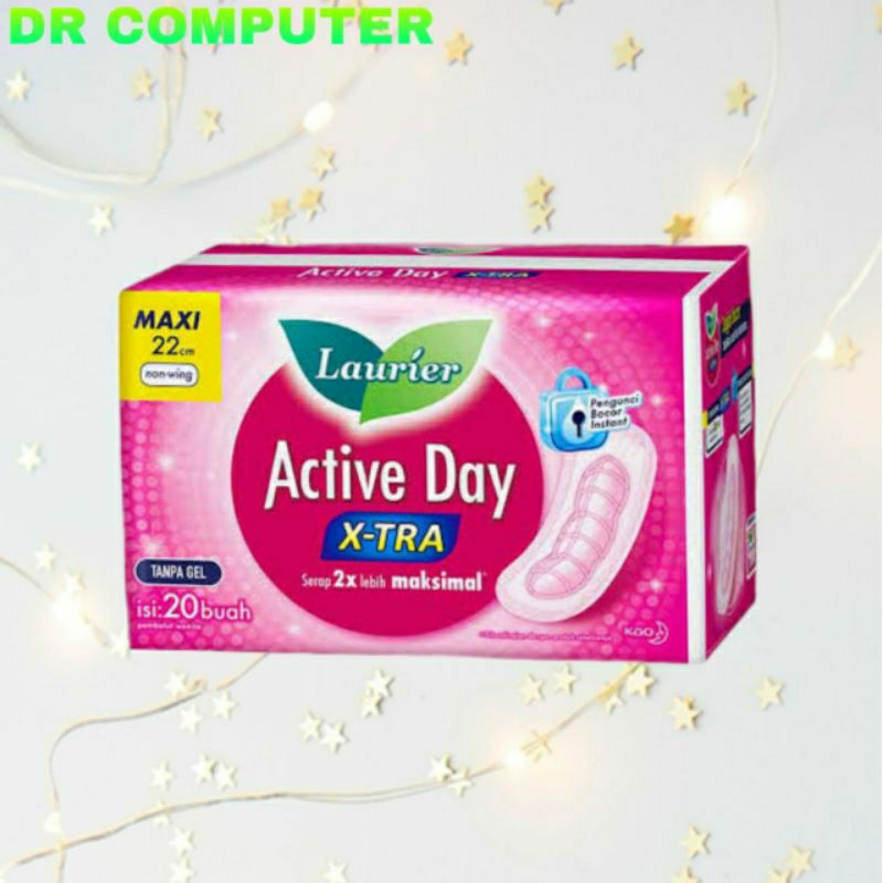 laurier slim 22cm non wing active day flexi protect isi 18pads pembalut wanita