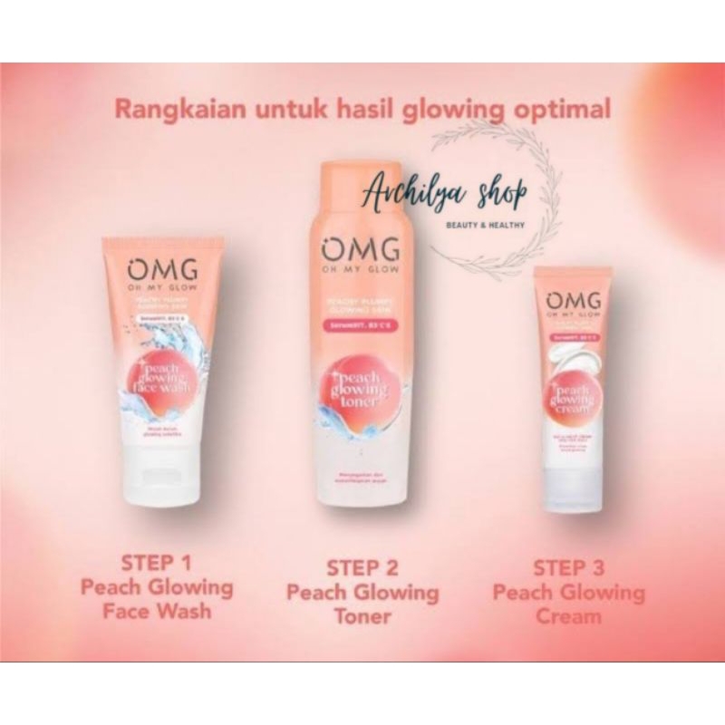 OMG Skin Care Peach Glowing Glam Edition Paket isi 3