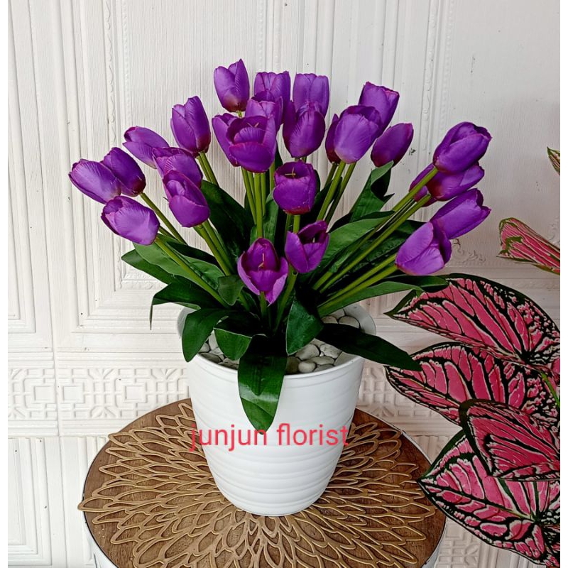 bunga tulip artificial pot tawon besar/bunga tulip palsu/tulip plastik/tulip hiasan dekorasi