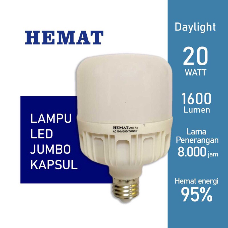 (10 Pcs) Lampu LED HEMAT Kapsul Ekonomis 20 Watt
