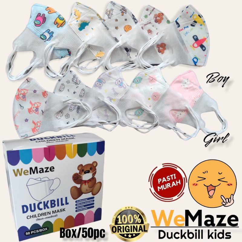 DUCKBILL ANAK WEMAZE 3PLY MOTIF / 50 PCS - MASKER ANAK DUCKBILL 3PLY MOTIF KIDS