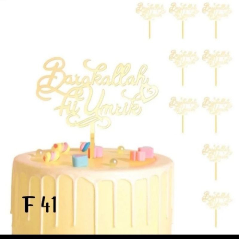 Topper Barakallah Fii Umrik,hiasan kue Happy Birthday,Topper Akrilik
