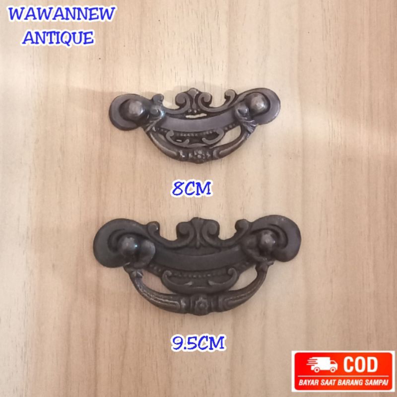 Handle / Tarikan Laci Lemari Jendela Pintu Rumah Kuningan Antik Motif Kelelawar 9.5cm