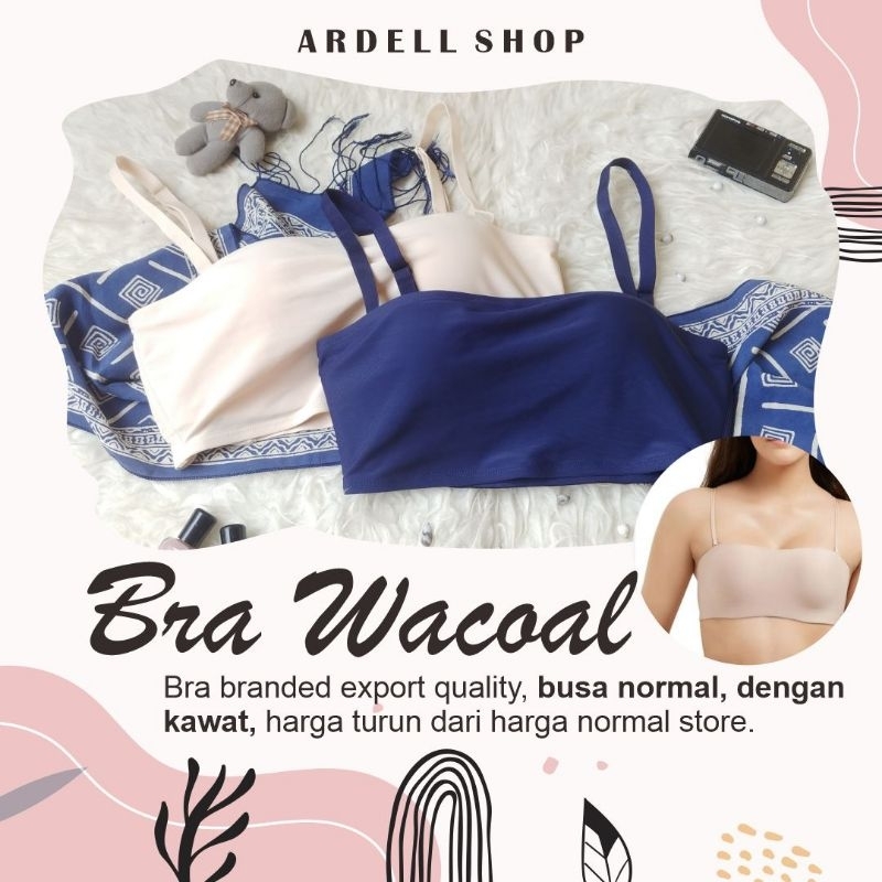 CW WACOAL BRA WANITA KAWAT HALF CUP STRAPLESS KEMBEN POLOS 32B 34A ISB1904 KB