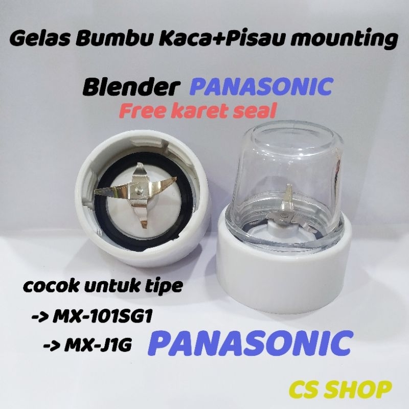 Gelas Bumbu Kaca+Pisau Bumbu PANASONIC untuk type Mx-101SG,MX-J1G,DLL,free karet seal anti bocor