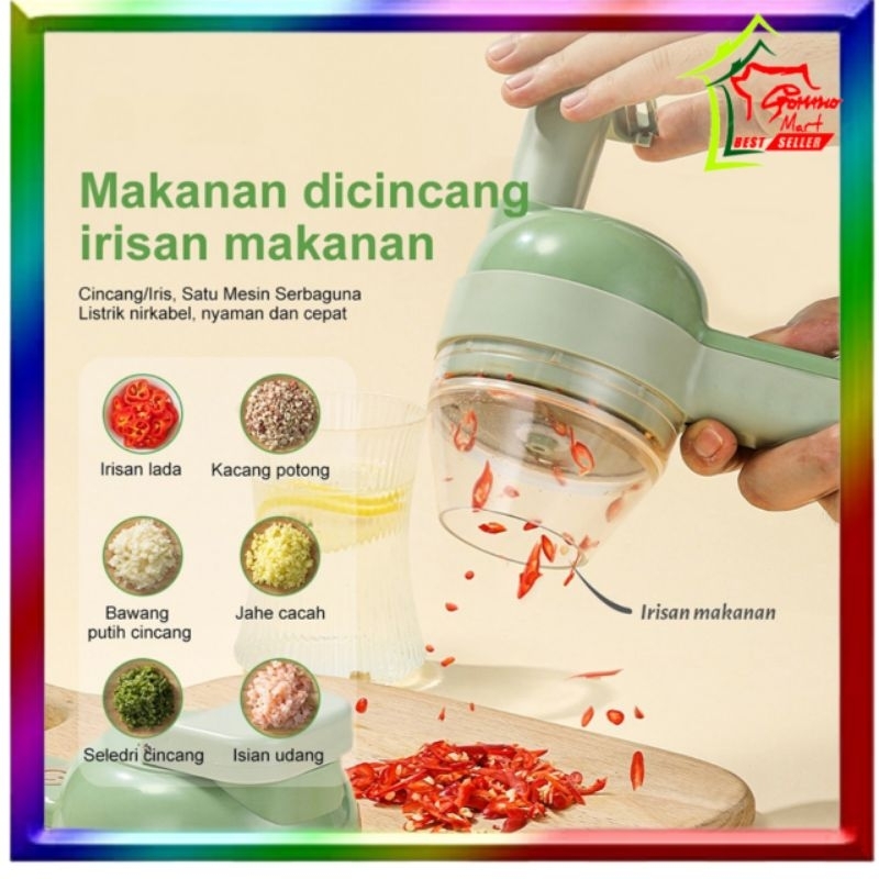 GMW-Blender Sayur 4 in 1Model Genggam  / Set Alat Pemotong Sayuran Tanpa Kabel pengiris penggiling  