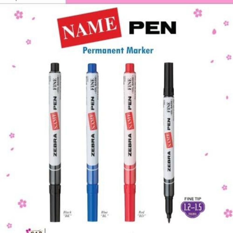 ZEBRA NAME PEN PERMANENT MARKER SPIDOL PERMANEN