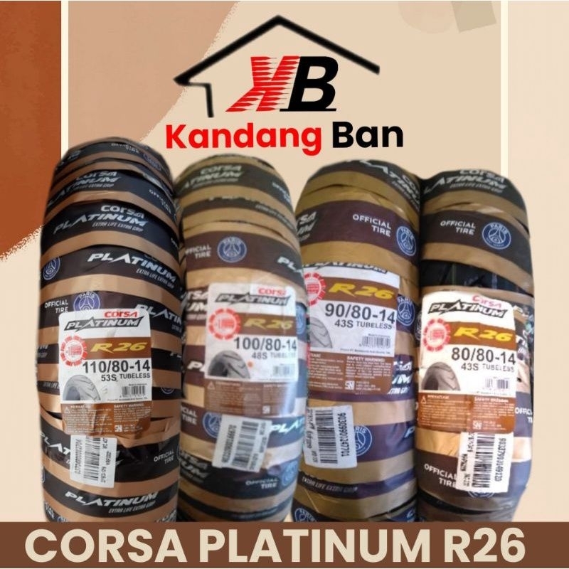 BAN TUBLES CORSA PLATINUM R26 (80/80-14) (90/80-14) (100/80-14) (110/80-14) BAN BARU, 100% ORIGINAL, BONUS PENTIL