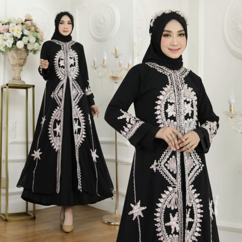 [Khamymshop MODEL BARU 2023] GAMIS LEBARAN FASHIONABLE || ABAYA SAUDI BORDIR MEWAH, PAYET MANUAL ELE