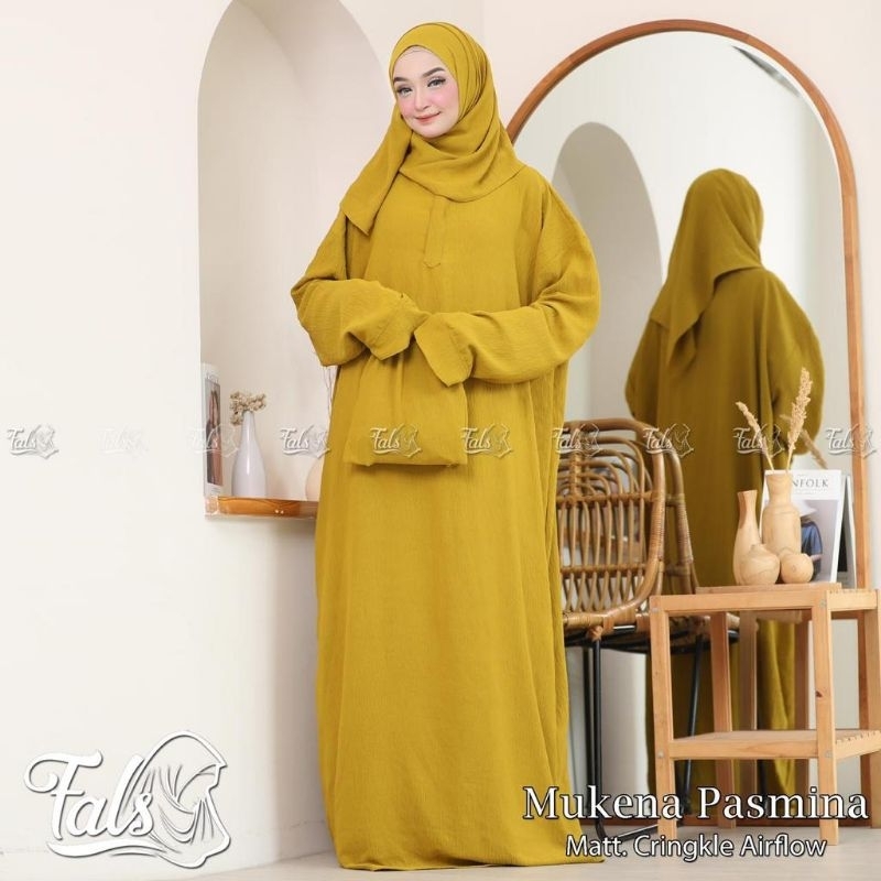 (Ori Fals) MUKENAH PASHMINA •mukenah cringkel airflow•mukenah terusan•mukenah pasmina dewasa