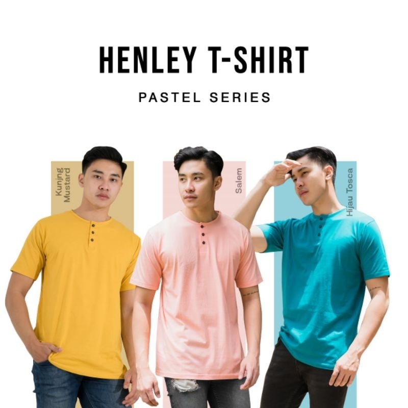 MANLY Kaos Polos Kancing / Kaos Polos Henley / Kaos Polos Hanley / Kaos Polos