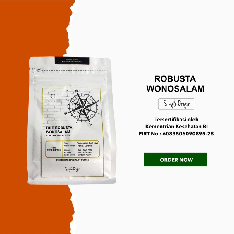 

Fine Robusta Coffee Wonosalam Jombang Single Origin 200 gram Kopi Robusta Wonosalam Murni