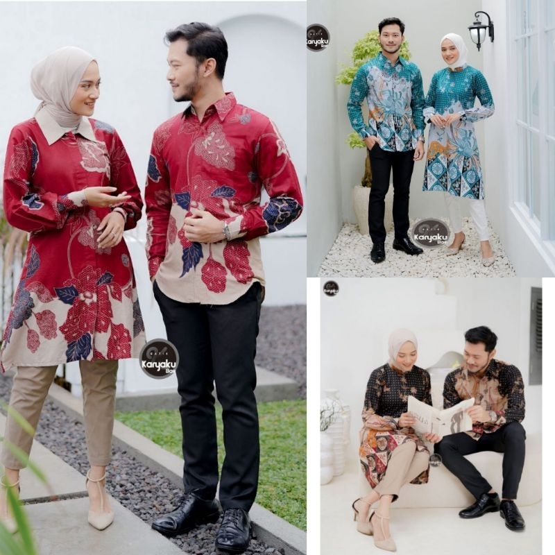 Tunik Batik Couple Kemeja Batik Pria Lengan Panjang Best Seller Kain Katun