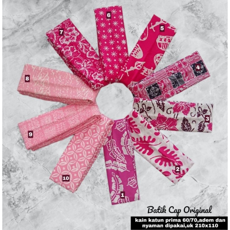 Kain Batik Cap Garutan Pink Murah Jarik Kebaya Couple Seragam Bridesmaid Meteran Kode 1414