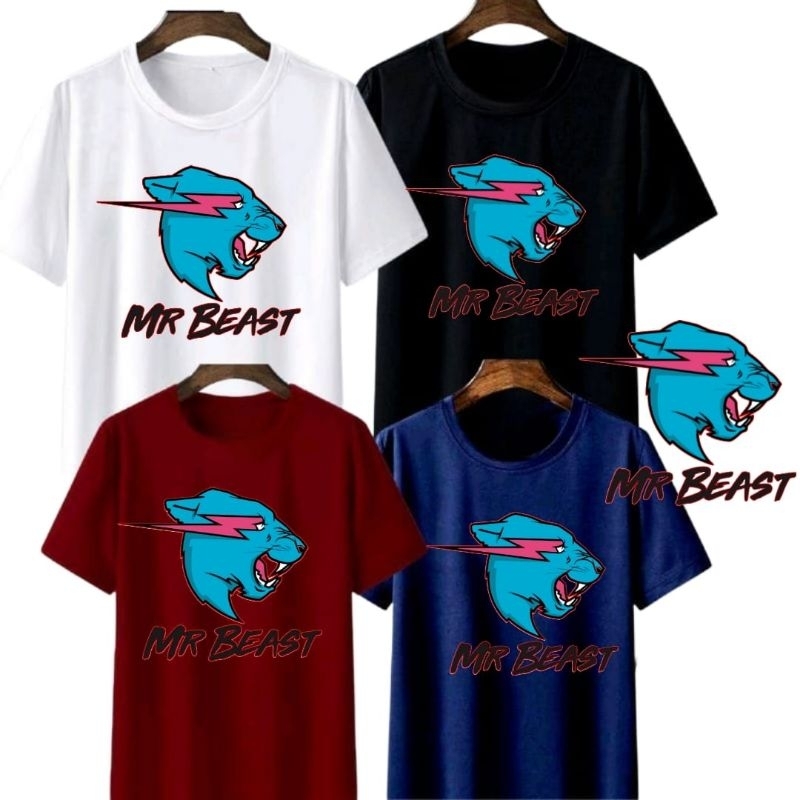 BAJU KAOS ANAK/REMAJA/DEWASA  MR BEAST YOUTUBER NO1 VIRAL.1-15TAHUN/DEWASA 4WARNA