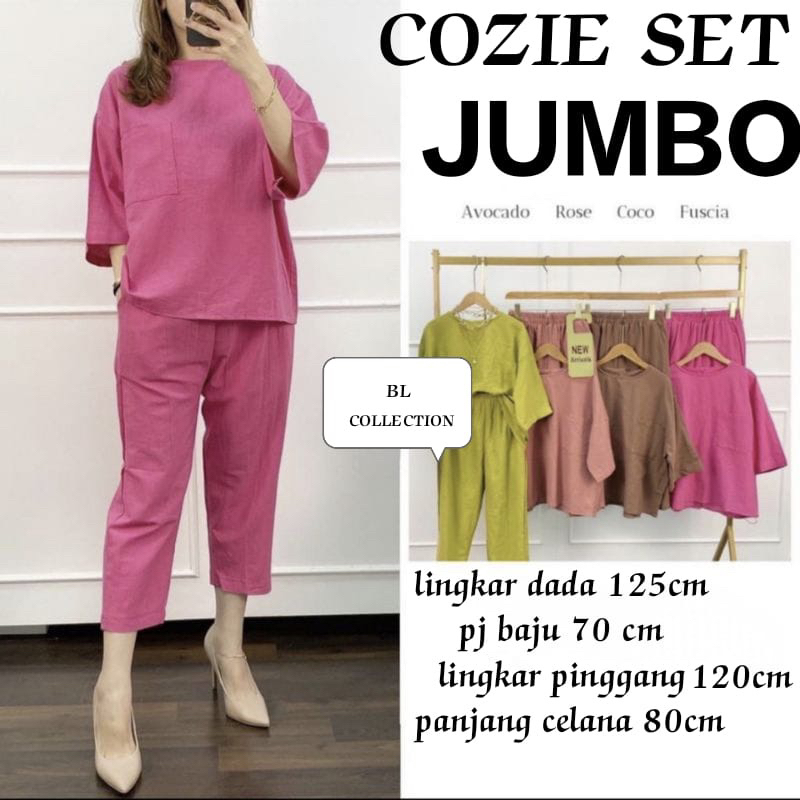 COZIE ONE SET JOMBO setelan wanita TERBARU XXXL,one set KATUN Linen premium  TERLAKU TERLARIS kekian  one set murah termurah