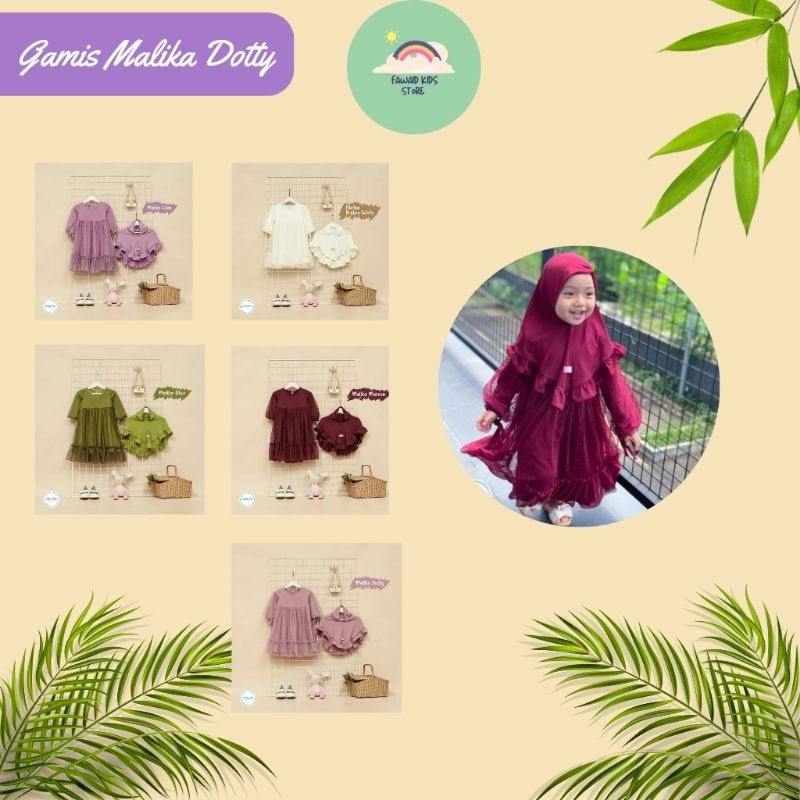 Set Gamis Malika Dotty by Cutie Pie Size 3Bulan-9Tahun gaun anak perempuan muslim muslimah