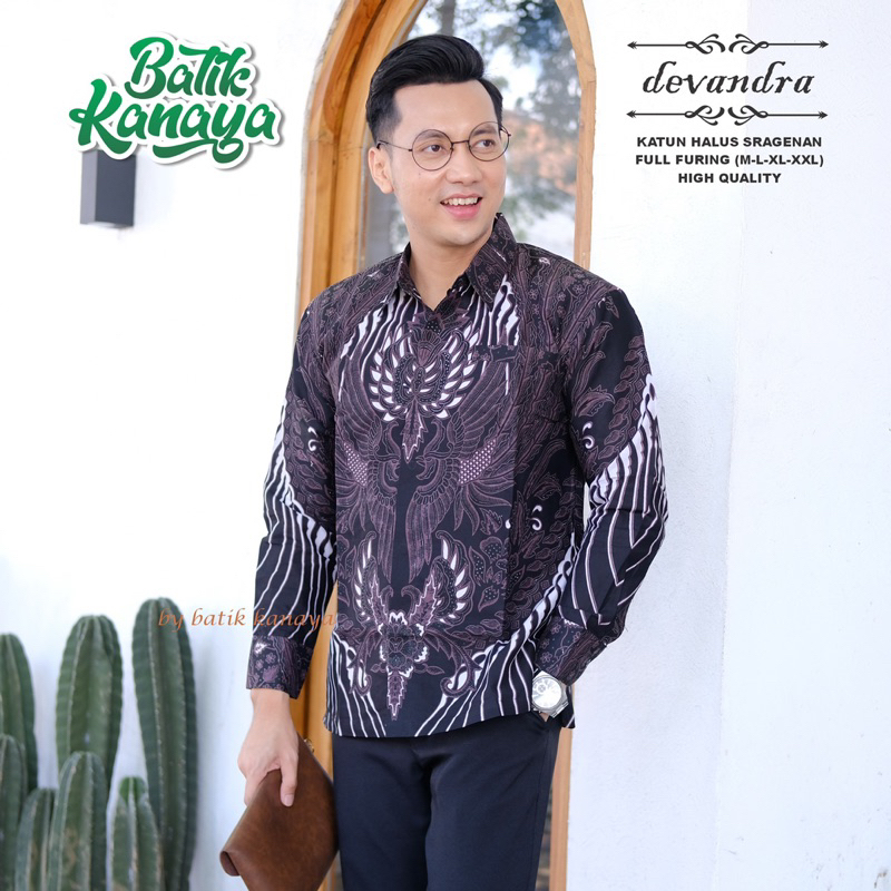 DEVANDRA kemeja batik pria Full Furing Bahan Katun PREMIUM