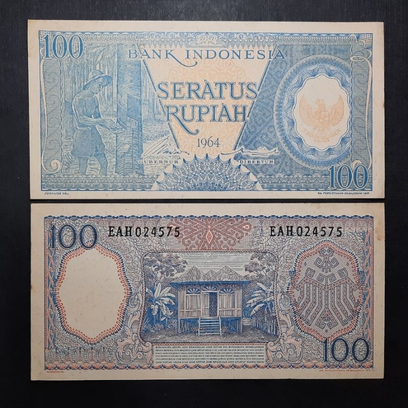 UANG KUNO 100 RUPIAH SERI PEKERJA BIRU TH 1964 - GRADE UNC