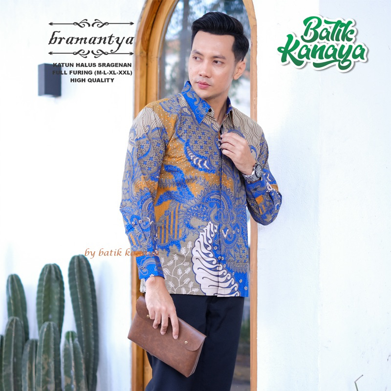 BRAMANTYA Kemeja Batik Pria Bahan Katun PREMIUM Berlapis Furing