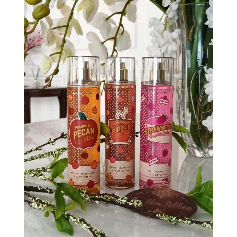 BATH AND BODY WORKS  GOURMAND EDITION BODY MIST (STRAWBERRY POUND CAKE, PUMPKIN PECAN WAFFLE , MARSHMALLOW PUMPKIN LATTE )