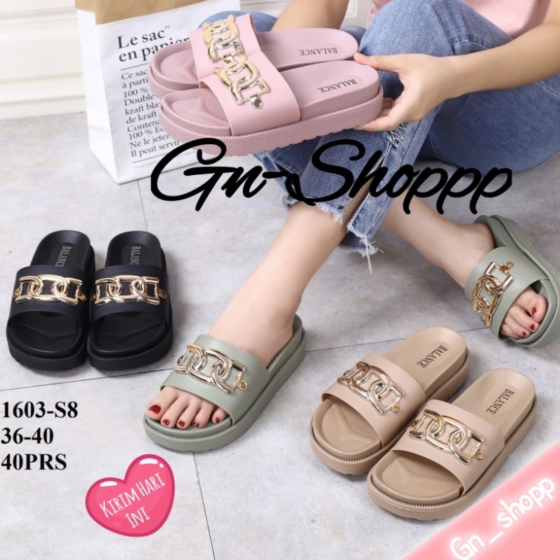 Sandal Slip on Wanita Rantai Kekinian Balance 1603-S8