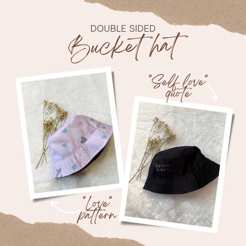 Topi bucket hat / bucket hat motif / bucket hat bolak balik / topi wanita / Self love LYLIA DOODWEAR
