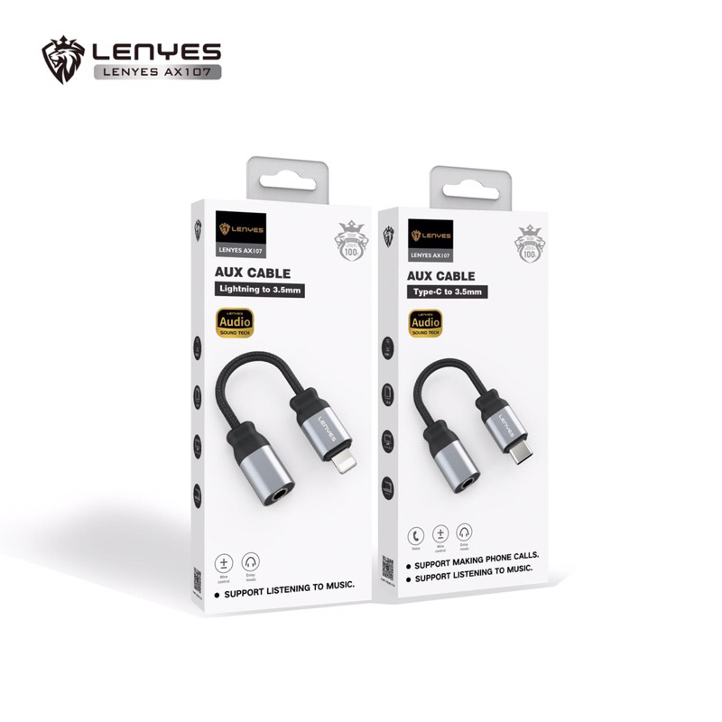 Converter Lightning dan Type C AX-107 To Aux 3,5MM Kabel Audio Mic Iphone Tanpa Bluetooth