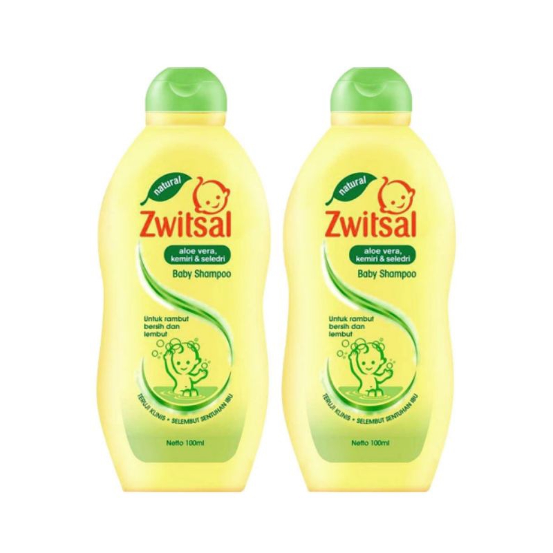 ZWITSAL Natural Baby Shampoo Aloe Vera, Kemiri &amp; Seledri 100ml Twin Pack