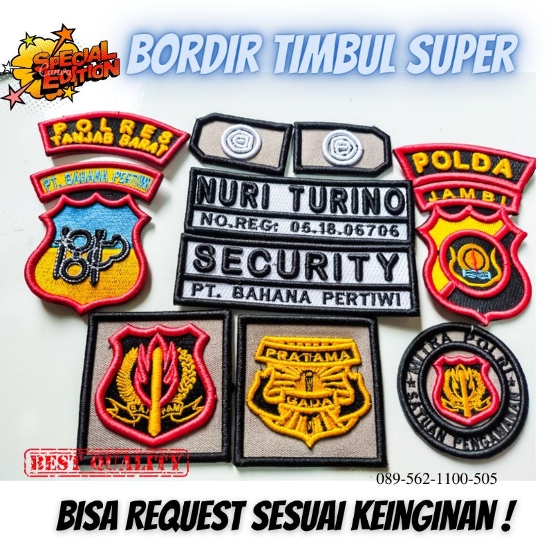 logo bordir satpam security timbul terbaru | atribut satpam murah satu set