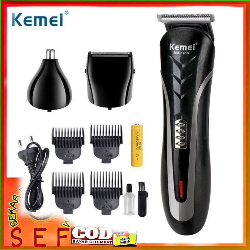 KEMEI 1419 ALAT CUKUR RAMBUT ELEKTRIK CLIPPER 3 IN 1