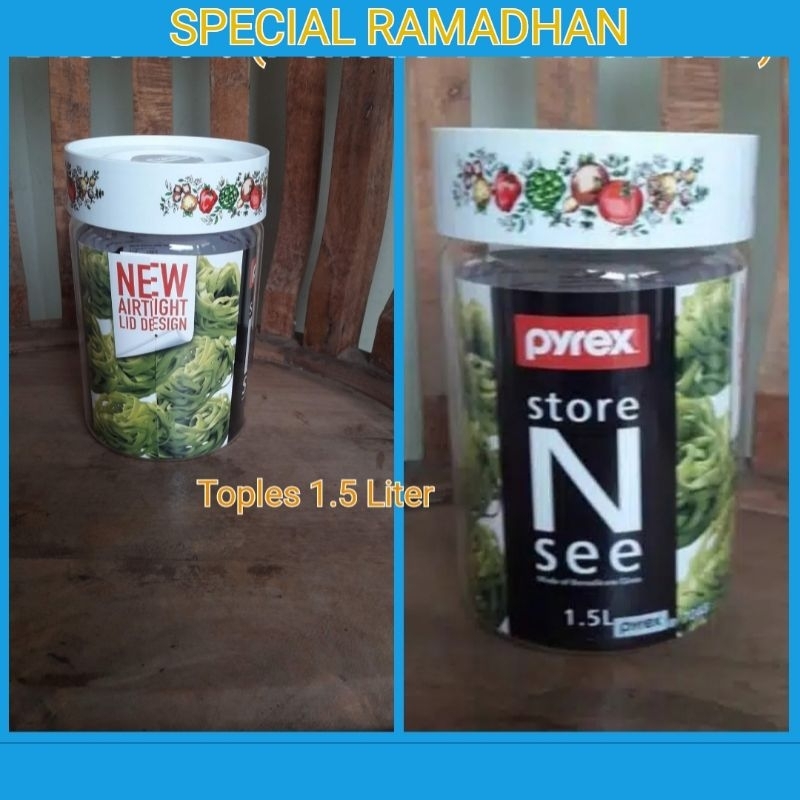 Toples Kaca Pyrex 1.5 Liter Set Isi 2 Pcs - Wadah Kue Kedap Udara