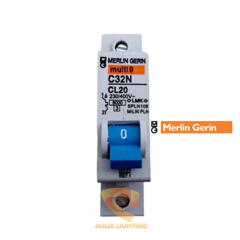 MCB Merlin Gerin 20A PLN Biru Multi9 CL20 20 Ampere 4500 Watt 1 Phase