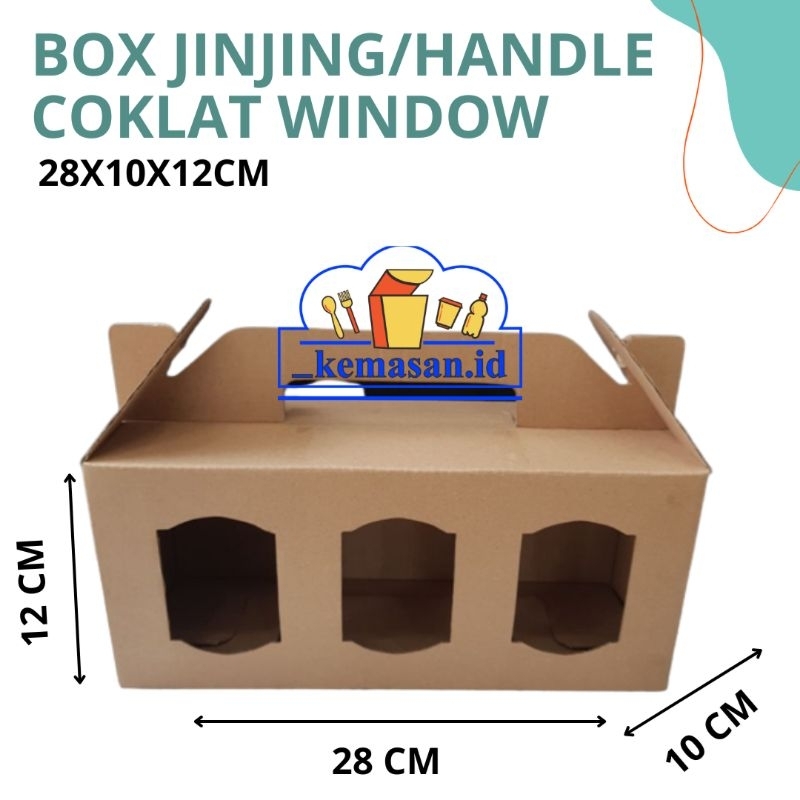 

BOX JINJING/HANDLE COKLAT WINDOW 28X10X12CM