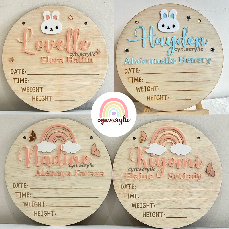 SOPHIA BOARD HOSPITAL BOARD PLYWOOD PREMIUM MEWAH BABY NAME NEWBORN PROPERTI FOTO