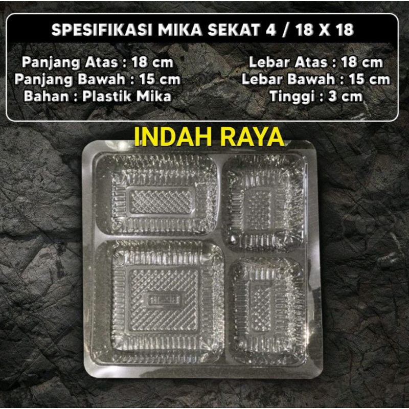 NASI KOTAK SEKAT Uk 18 x 18/ MIKA SEKAT 4 NASI BOX TRAY ISI 50 PCS