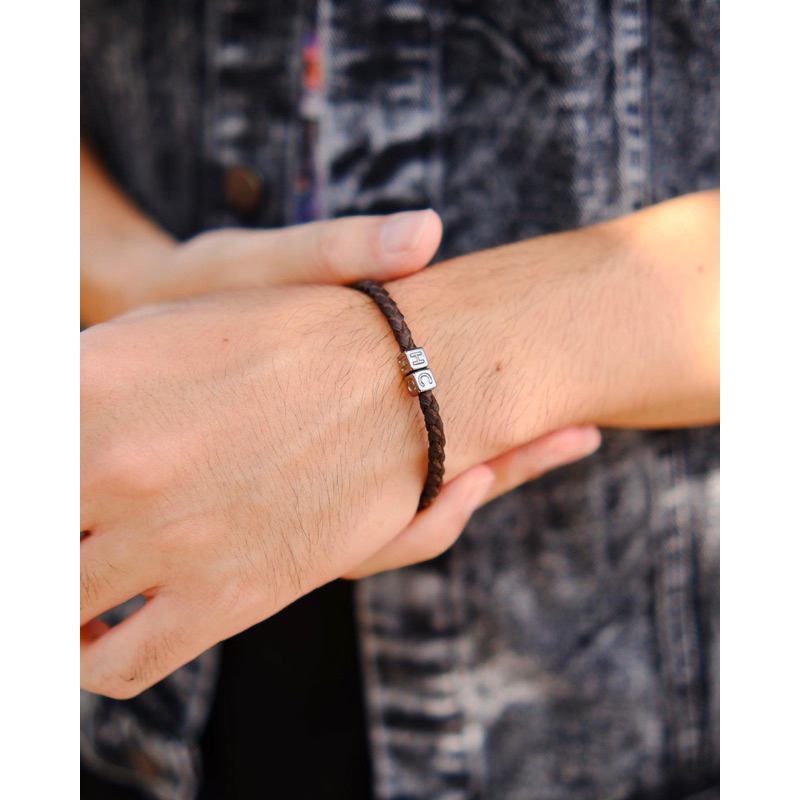 gelang kulit nama pria wanita makeitmore DTB stainless couple