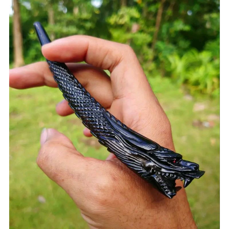 ONCE TANDUK KERBAU HITAM MANIS UKIR NAGA DAN MACAN PANJANG BERVARIASI