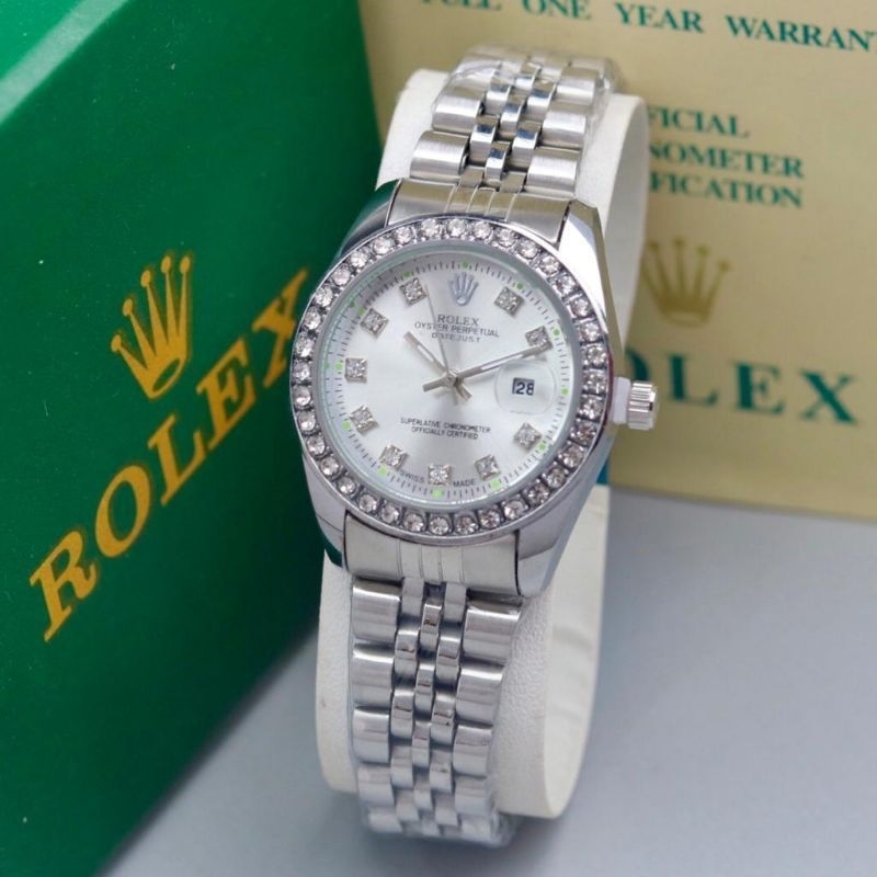 Premium/jam tangan wanita Stainles Rolex Tanggal Aktif Full set