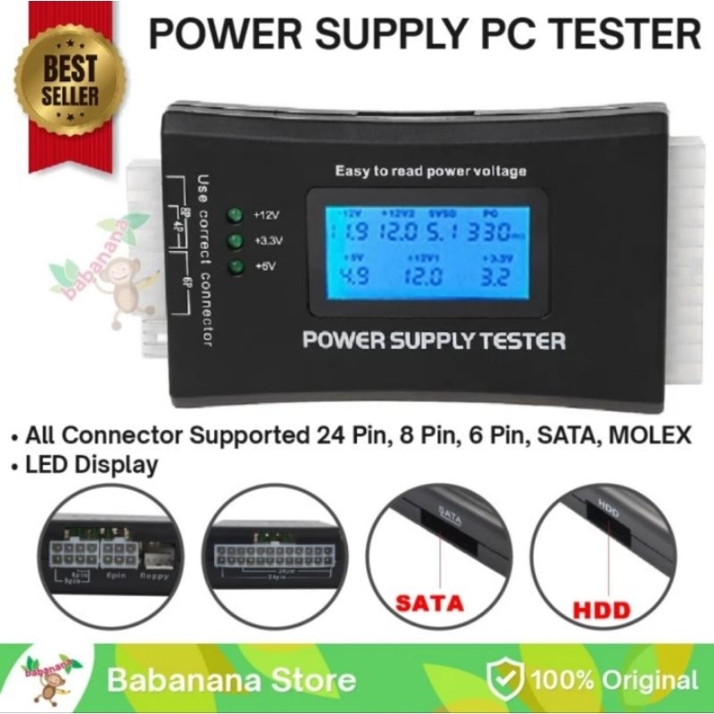 Power supply tester led atx sata hdd 24pin psu motherboard tools tes