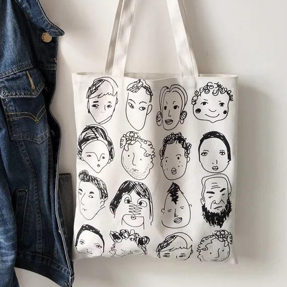 Tote Bag Resleting Wanita Aesthetic Motif People Face expression SWAG [BISA COD]