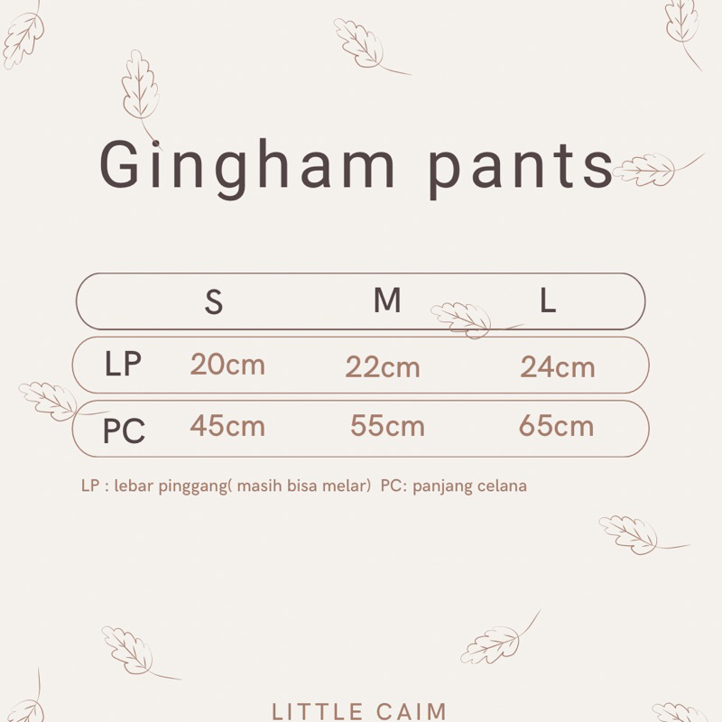 LITTLECAIM - GINGHAM PANTS | celana anak unisex