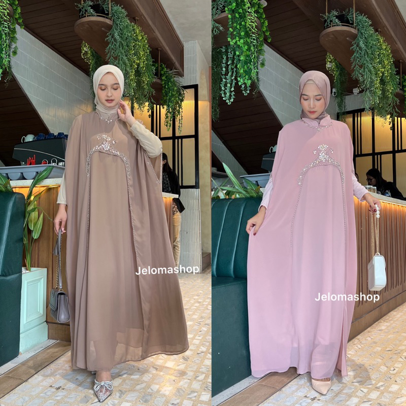 Chelsea kaftan / bahan chiffon lengkap dengan mandet panjang