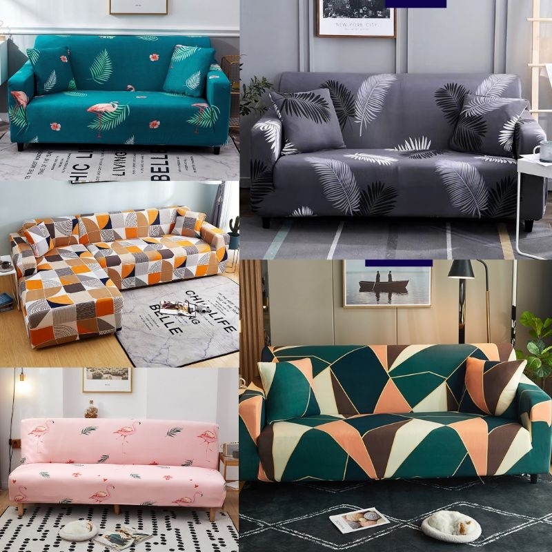 Cover Sofa Sultan Elastis  Sprei Seprei Penutup Sarung Sofabed 1/2/3/4 dudukan Seater Sofa Cover Elastic Sarung bantal sofa Cushion Protector Cover motif warna polos anti kotor debu