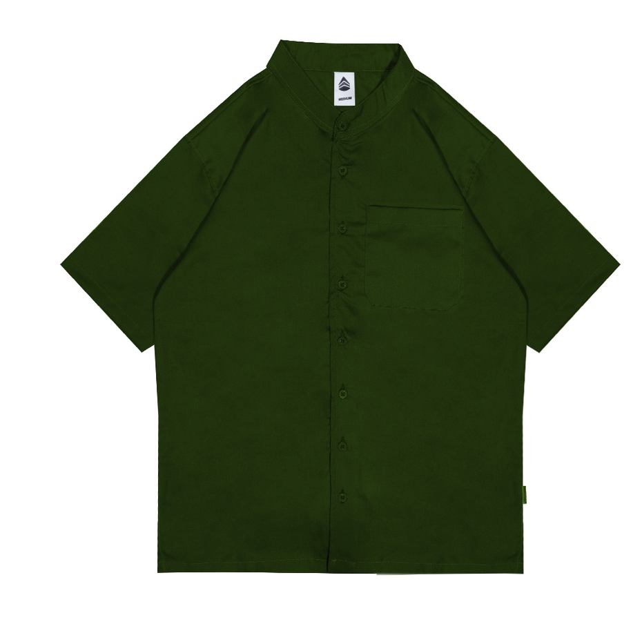 Predecessors Taf  Kemeja Pria Basic Polos Lengan Pendek Kerah Sanghai Chashirt#1 Green Army