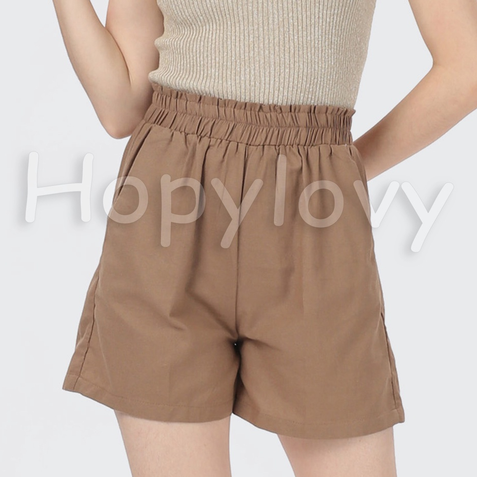 Celana Pendek Joy Linen Shorts Hotpants Pinggang Karet Hot Pants Wanita Violita HOPYLOVY