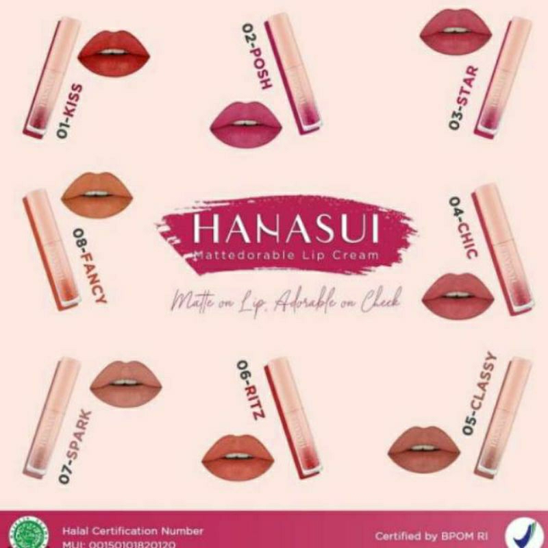 Hanasui Mattedorable Lip Cream | Matte Dorable LipCream Lipstick Cair Mate Hanasui | BOBA EDITION