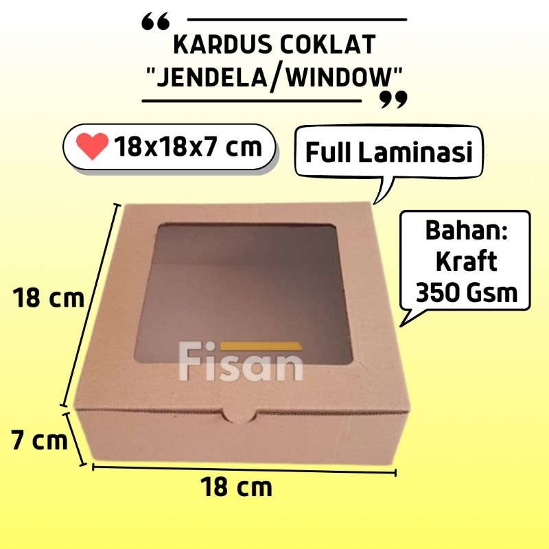 

Kardus Kraft Window Jendela Dus Box Kotak Kue Roti Makanan 18x18x7 cm