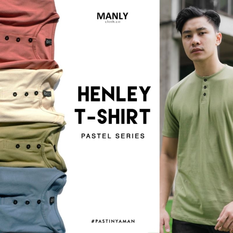 MANLY Kaos Polos Kancing / Kaos Polos Henley / Kaos Polos Hanley / Kaos Polos